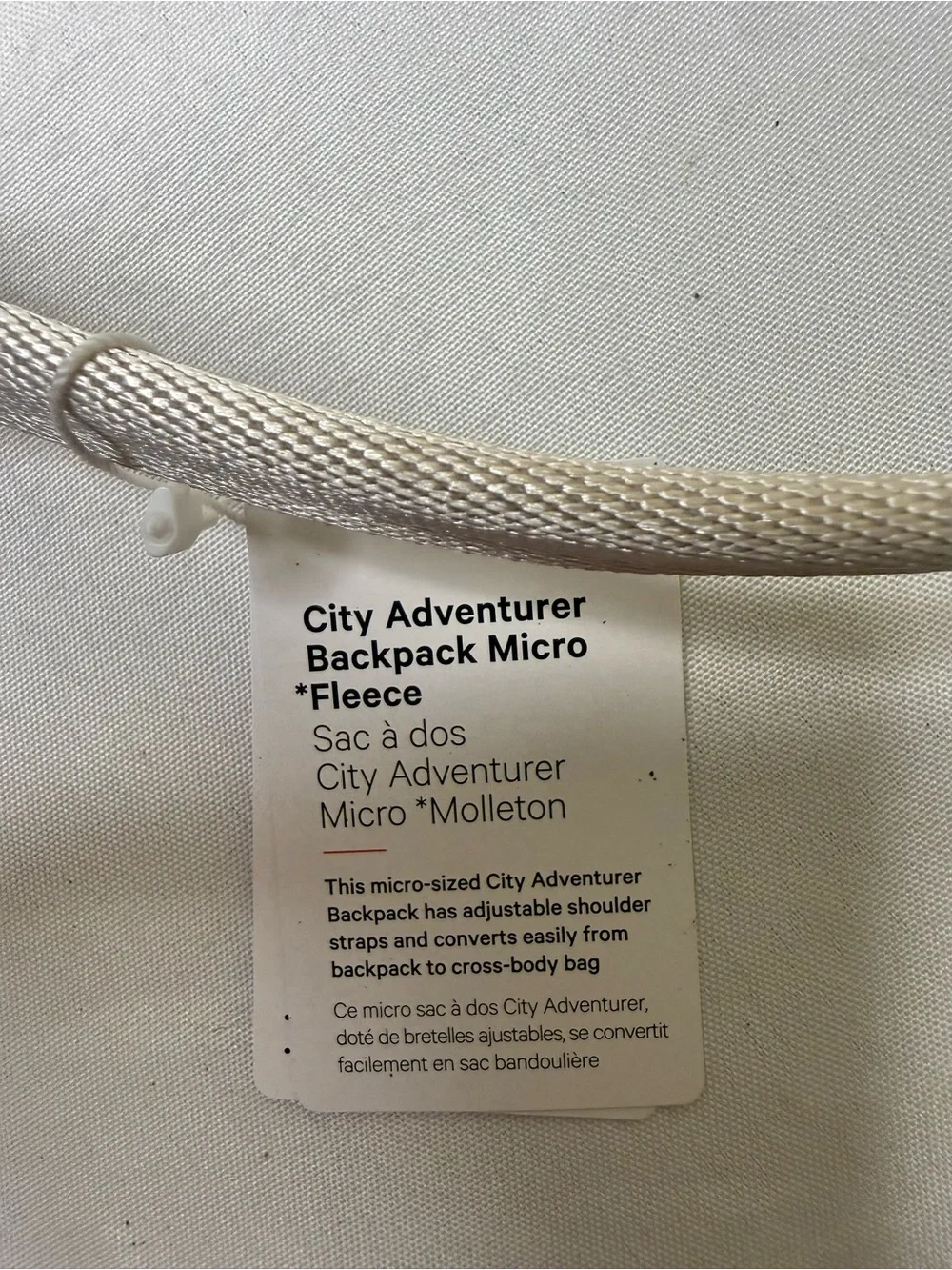 White Lululemon Fleece Backpack New with Tags
